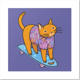 Catsville stories: skateboarding little red cat Posters and Art